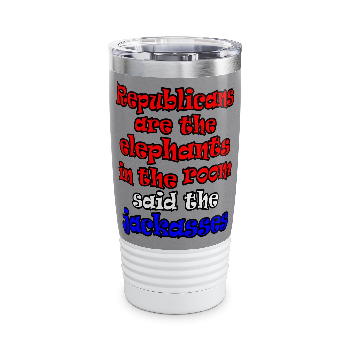 donkeys and elephants - Ringneck Tumbler, 20oz (grey)