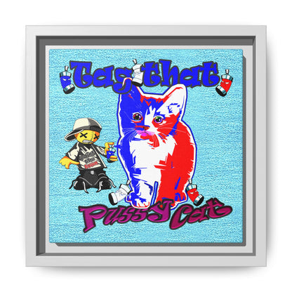 tag that - framed canvas art (faded blue)