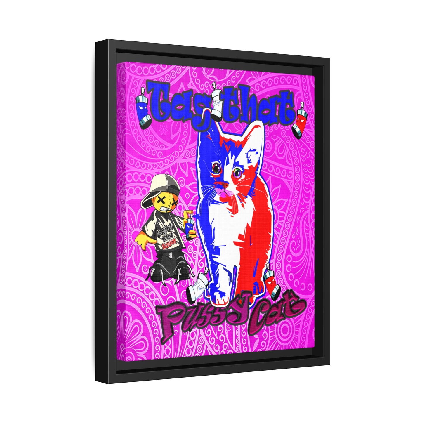tag that - framed canvas art (pink swirl)