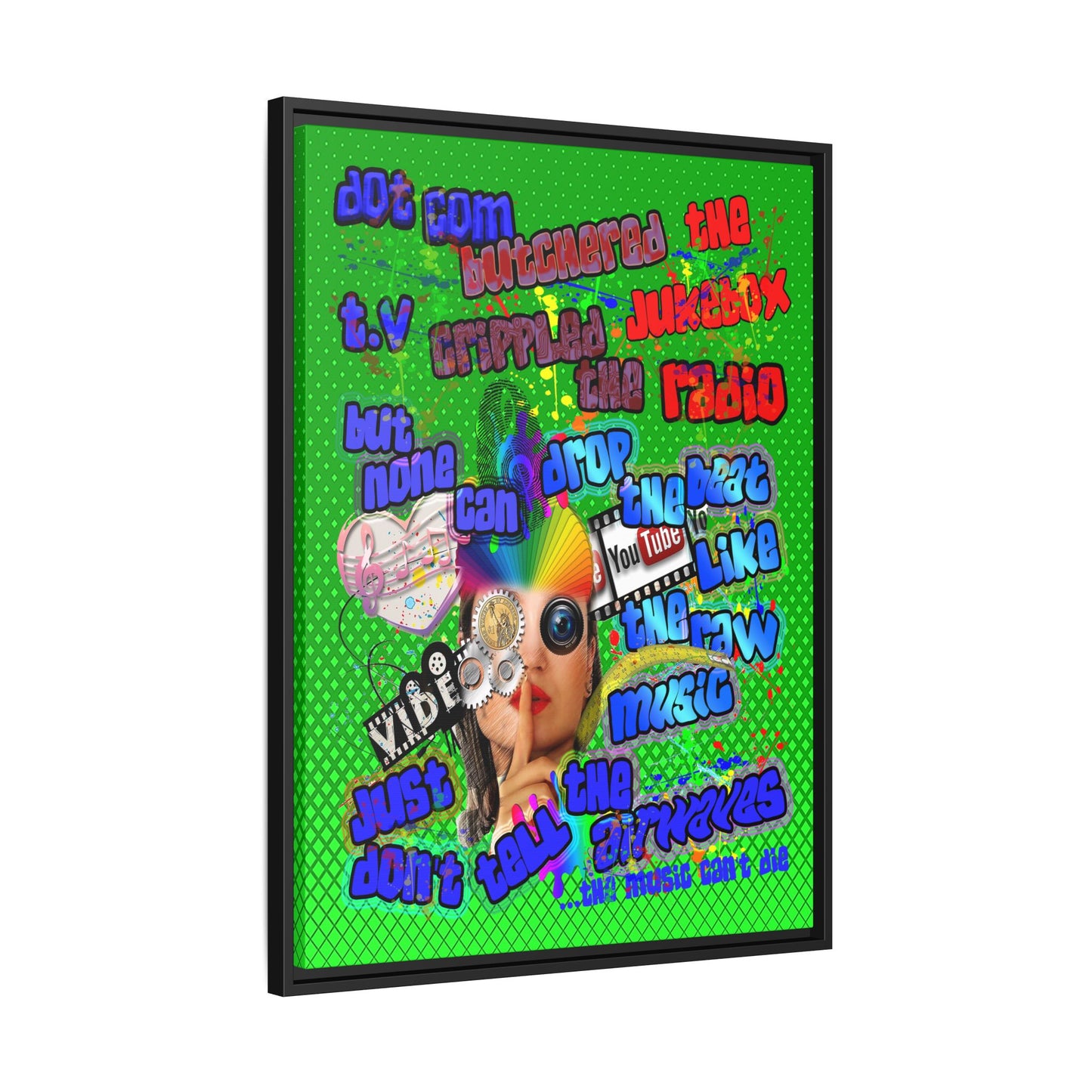 drop the beat - framed canvas art (logo green)