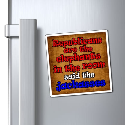 donkeys and elephants - Magnets - (brown papyrus)