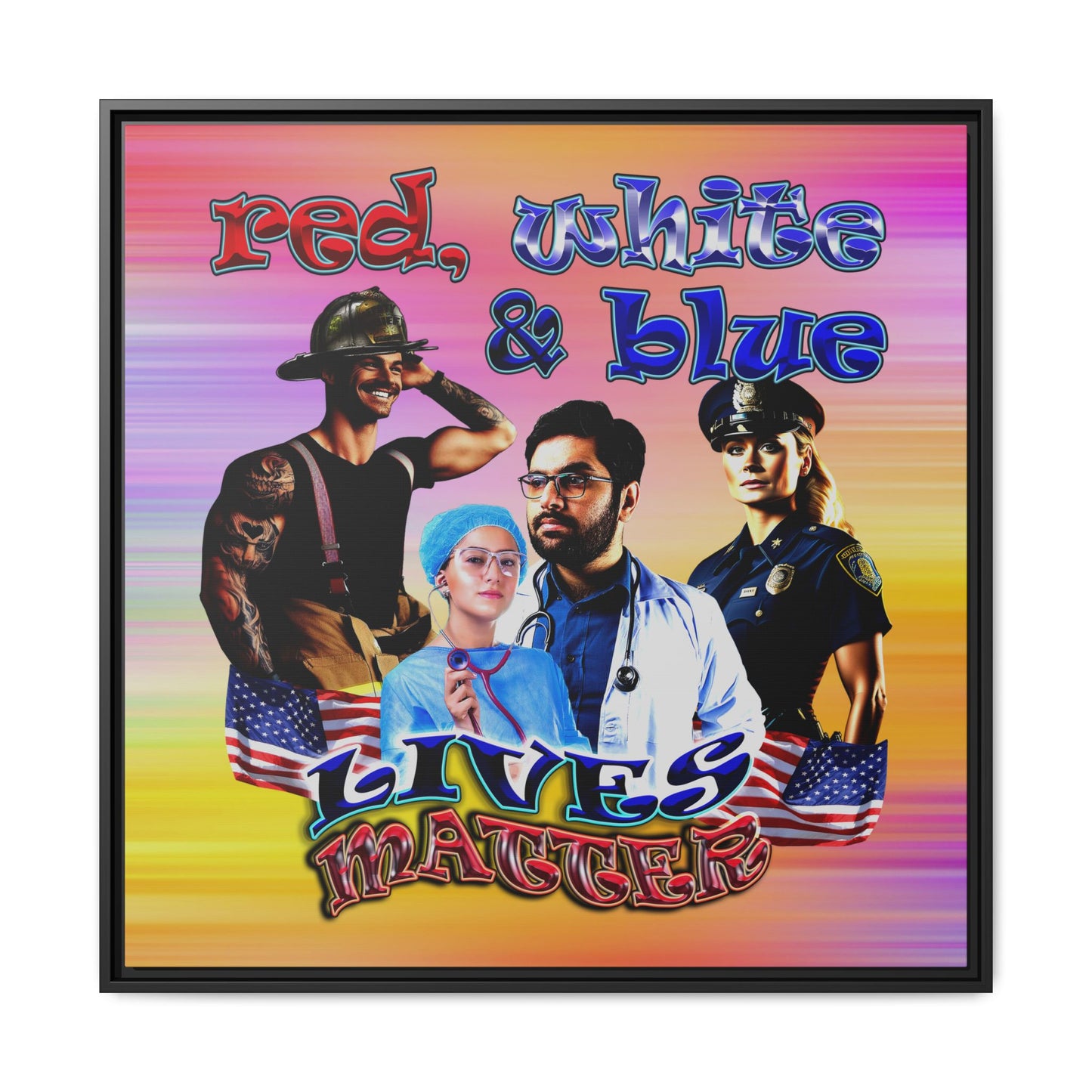 rw&b lives matter - framed canvas art (color blur)