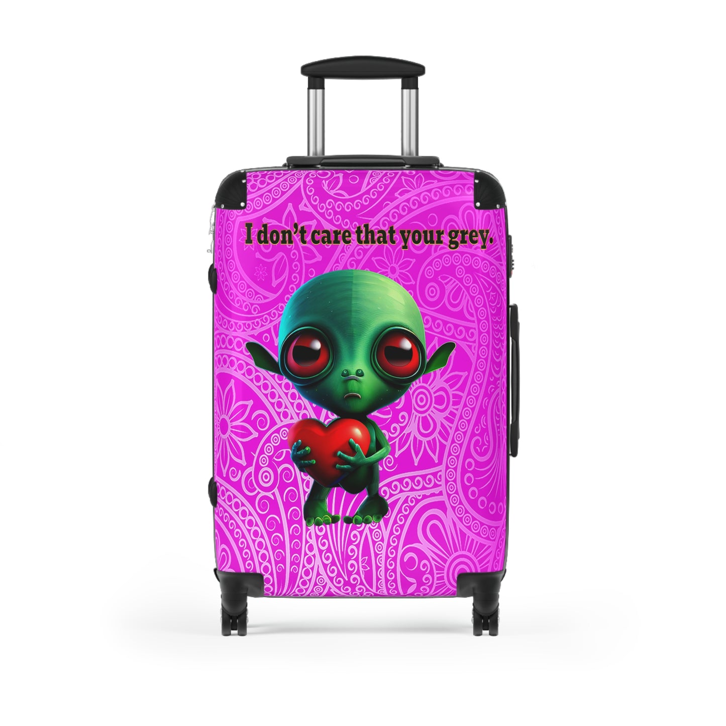 I don't care that your grey - Suitcase (pink swirl)