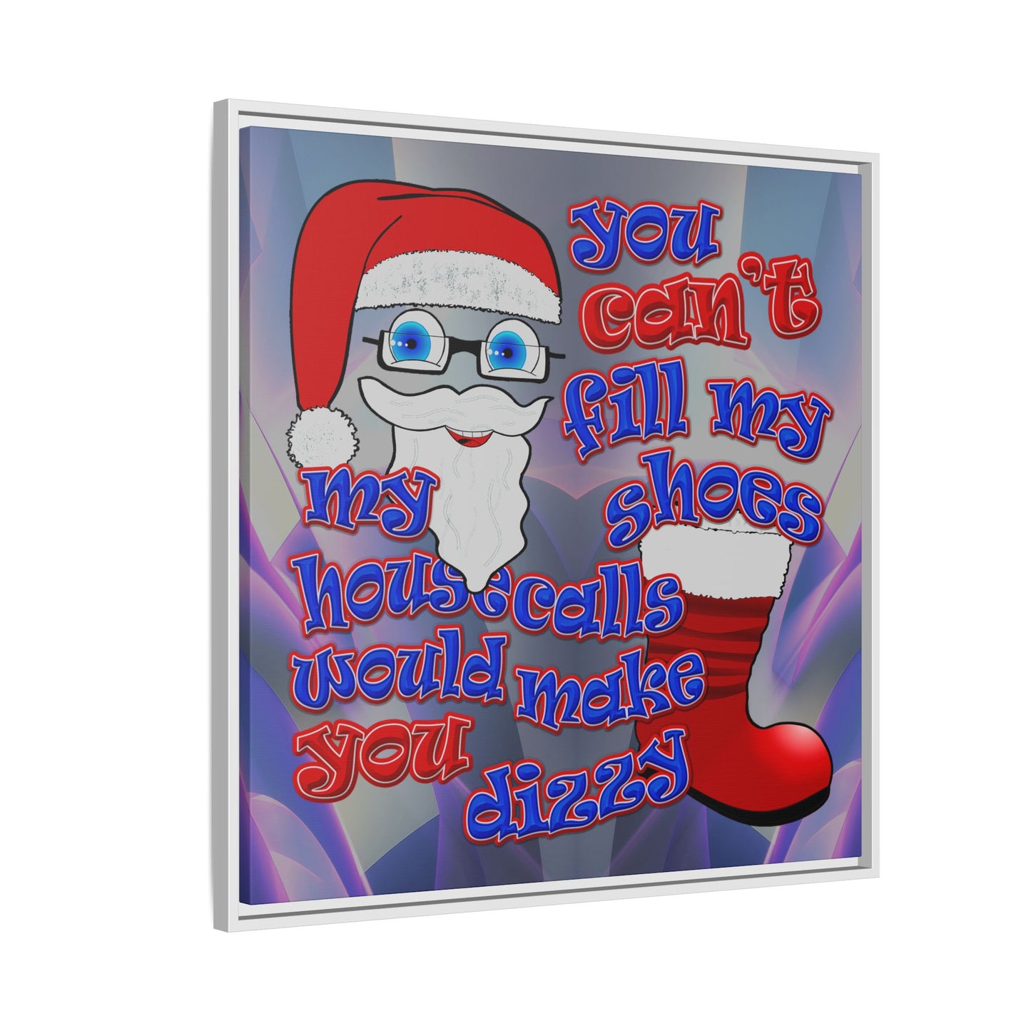 santa's shoes - framed canvas art (grey-pink wave)