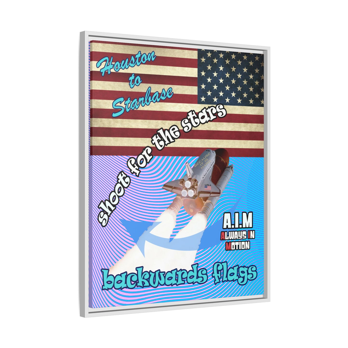 shoot for the stars - framed canvas art (light blue-purple wave)