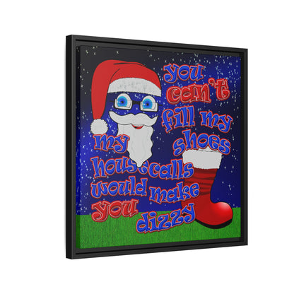santa's shoes - framed canvas art ('snoops' background)