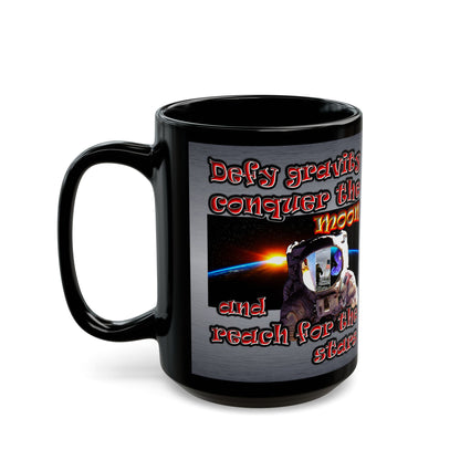 defy conquer reach - Black Mug (brushed nickel)