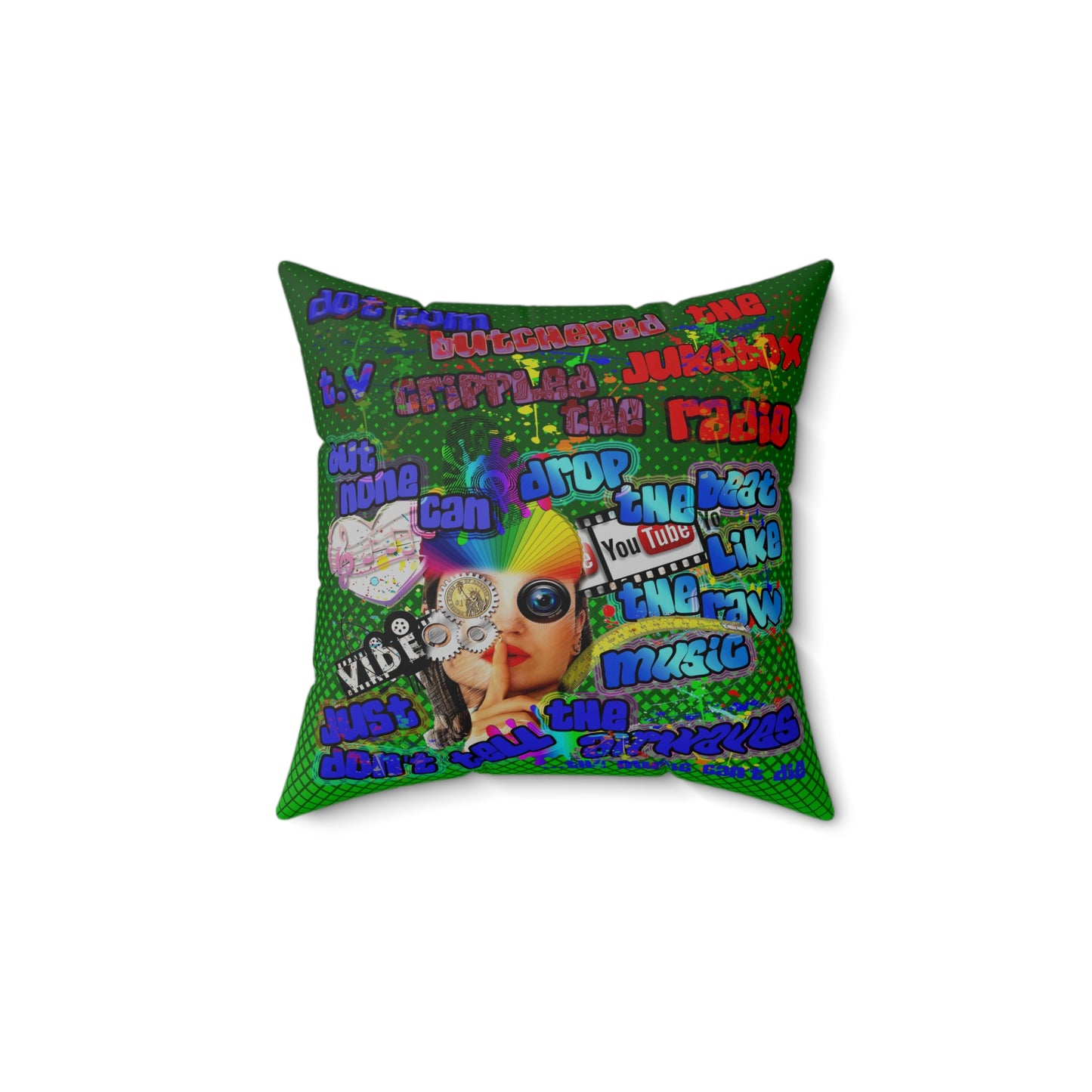 drop the beat - Spun Polyester Square Pillow - (logo green)