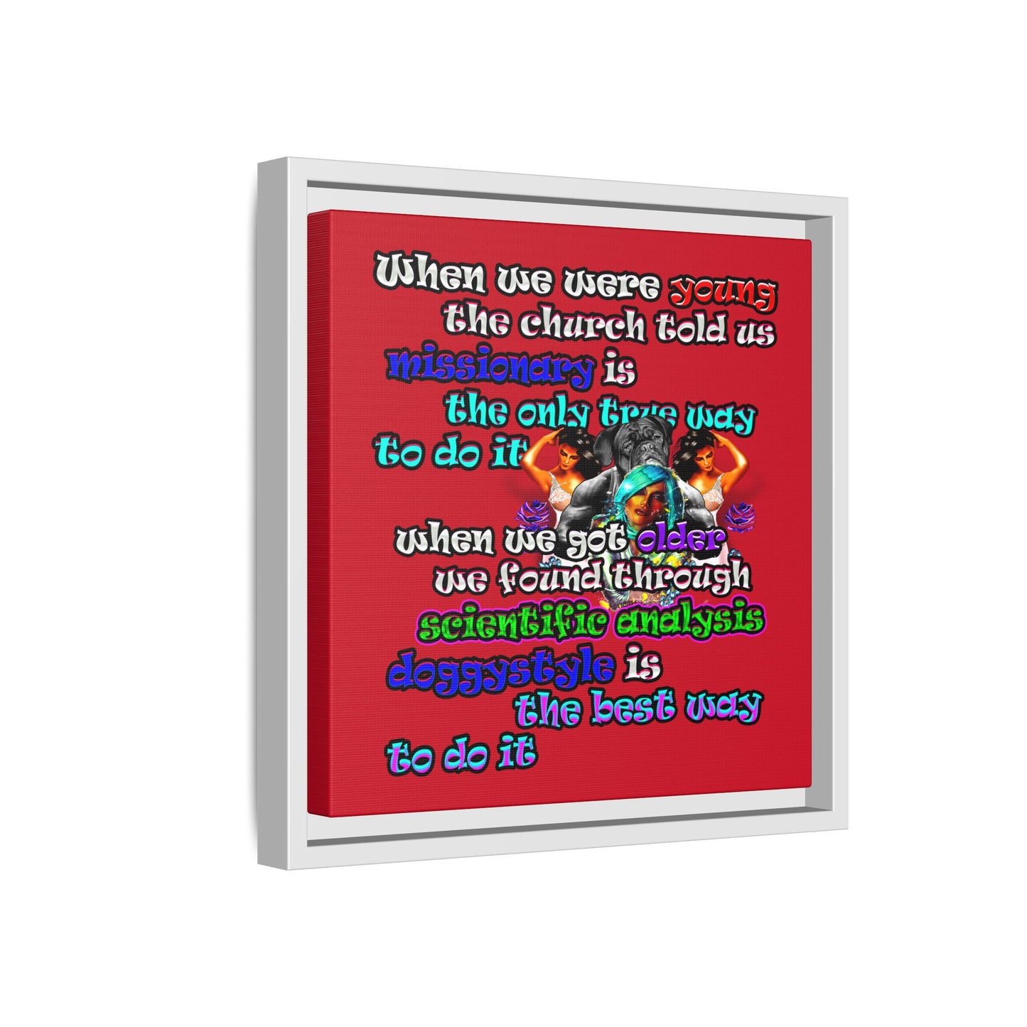doggystyle - framed canvas art (dark red)