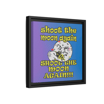 shoot the moon again - framed canvas art (light blue-purple wave)