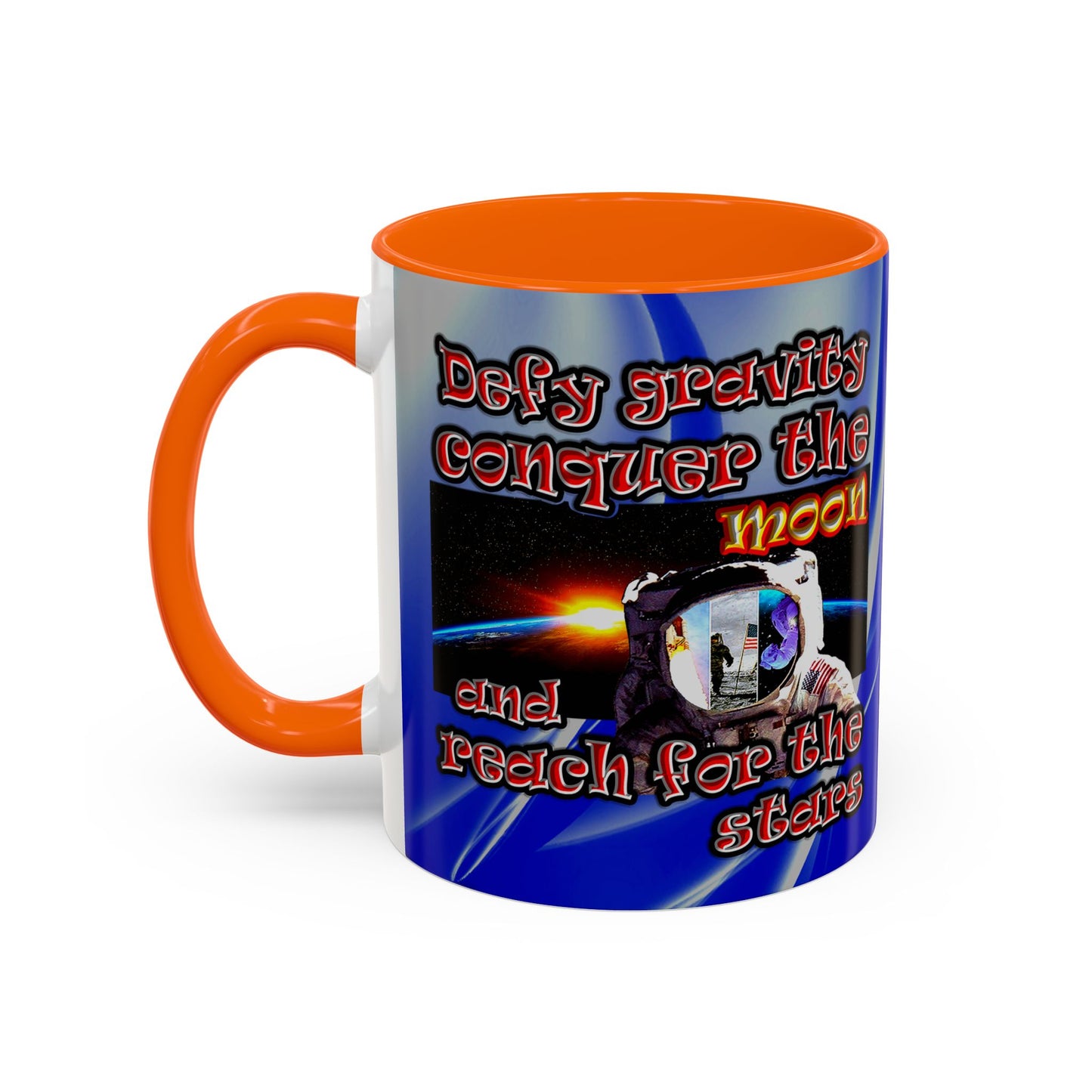 defy conquer reach - Accent Mug (blue-white wave)