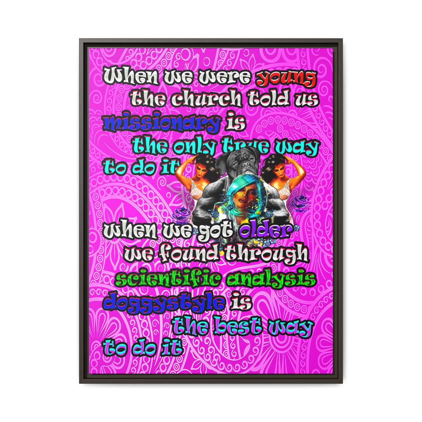 doggystyle - framed canvas art (pink swirl)