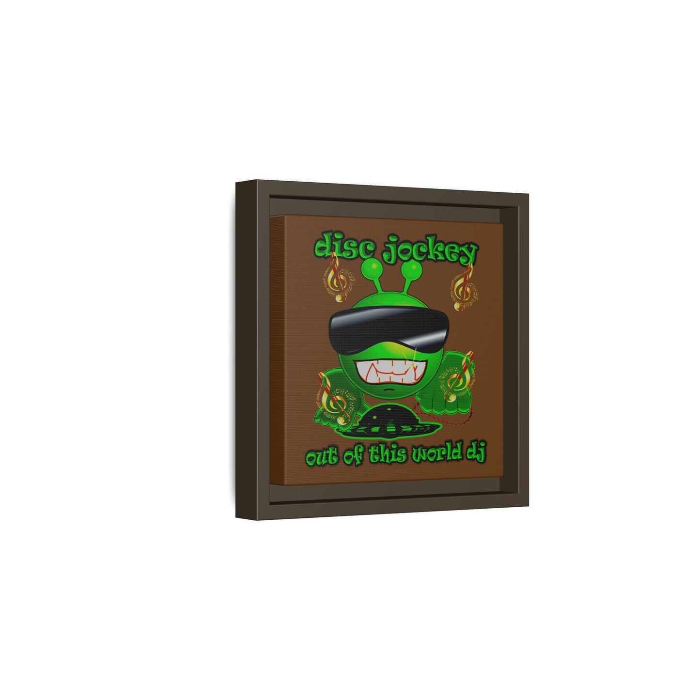 disc jockey - framed canvas art (brown)