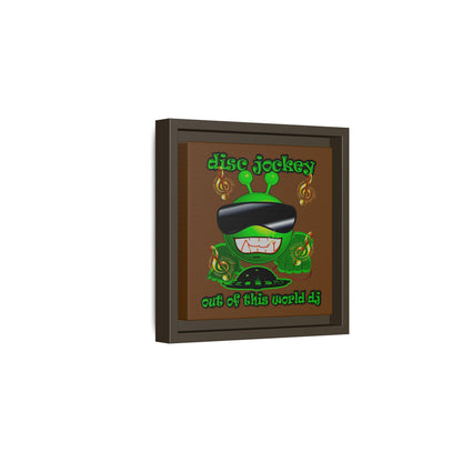 disc jockey - framed canvas art (brown)