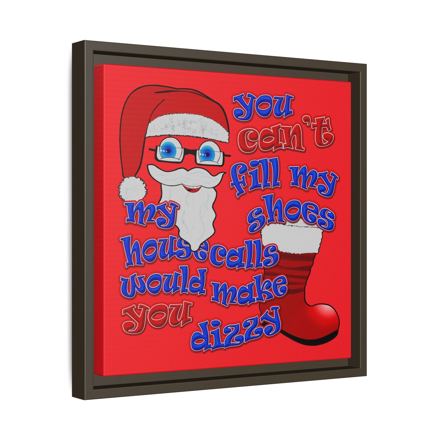 santa's shoes - framed canvas art (red)