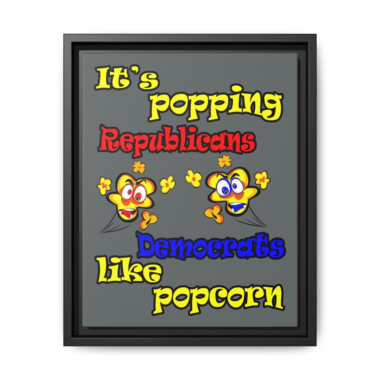 popping like popcorn - framed canvas art (dark grey)