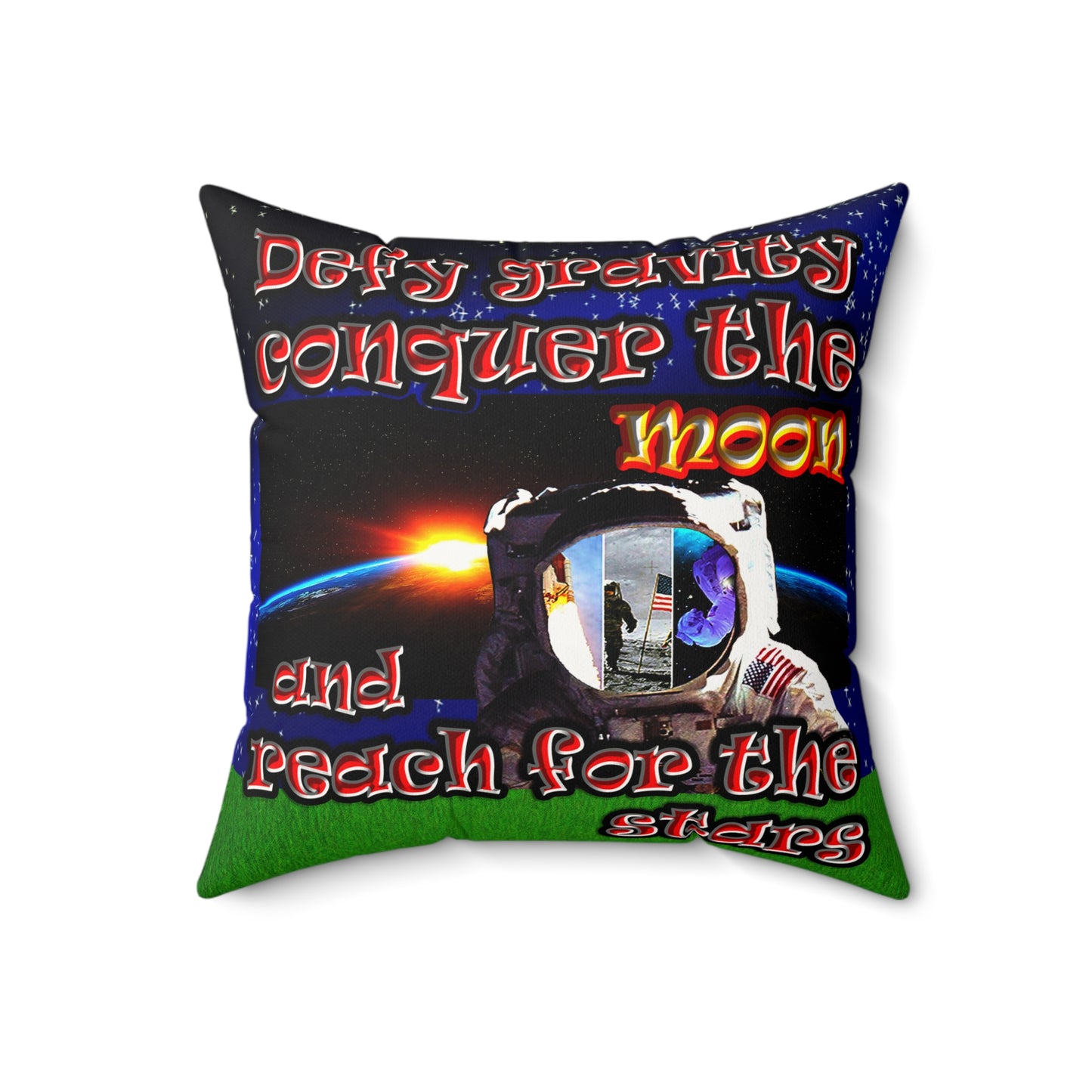 defy conquer reach - Faux Suede Square Pillow - ('snoops' background)