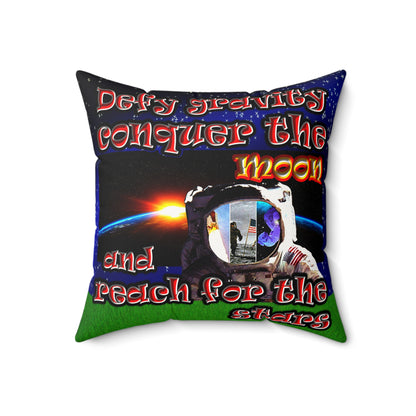 defy conquer reach - Faux Suede Square Pillow - ('snoops' background)