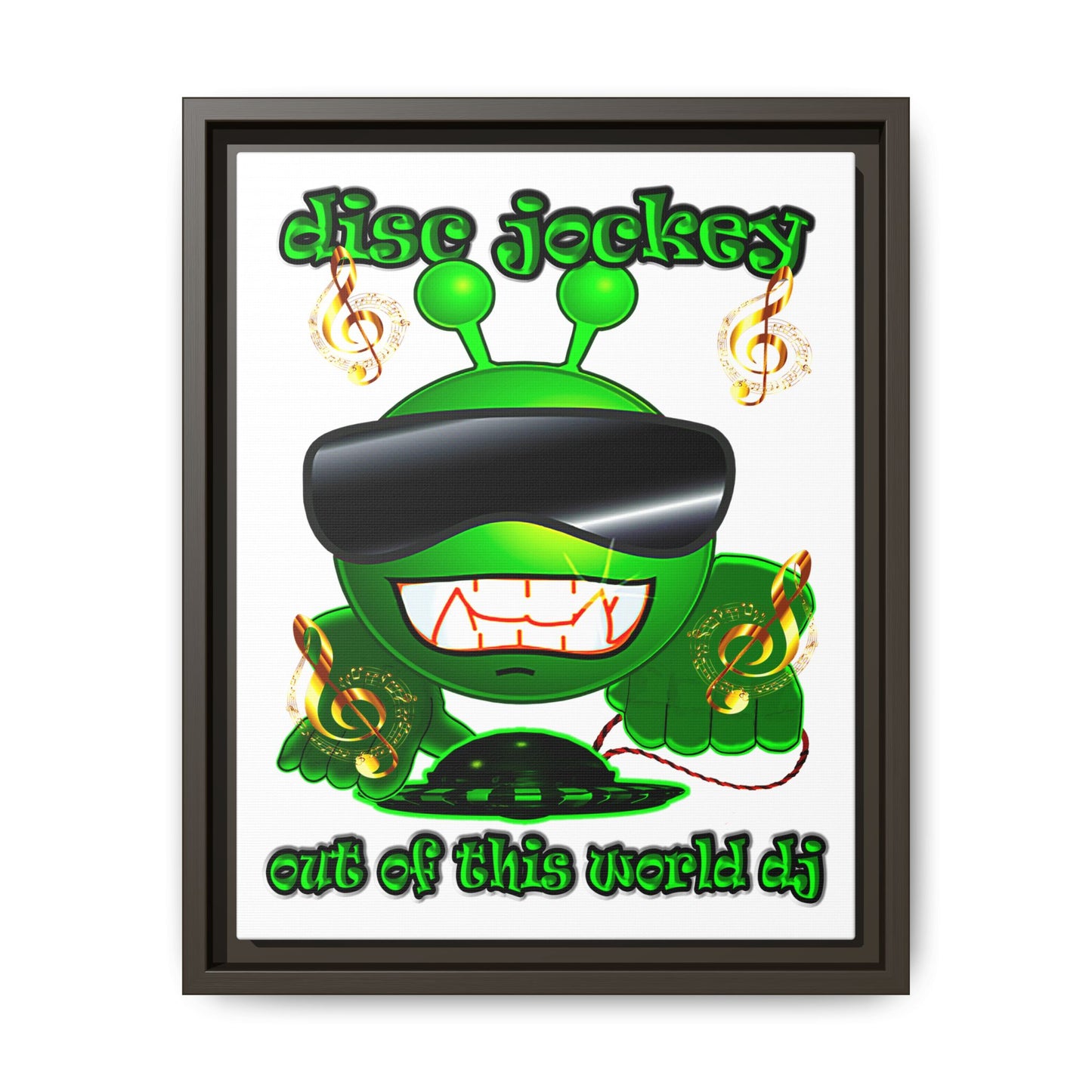 disc jockey - framed canvas art (white)