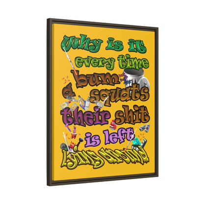the bum's shit - framed canvas art (yellow)