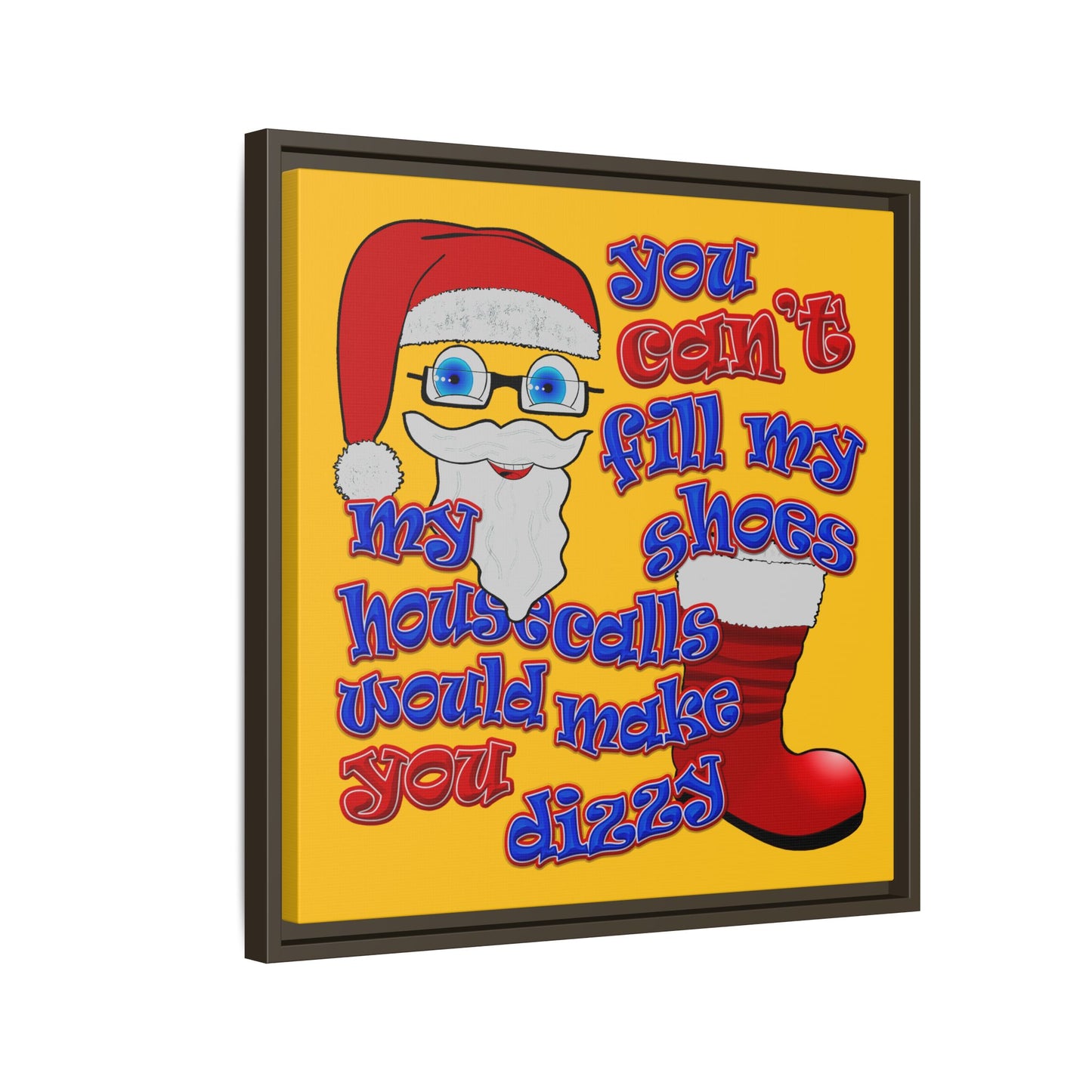 santa's shoes - framed canvas art (yellow)