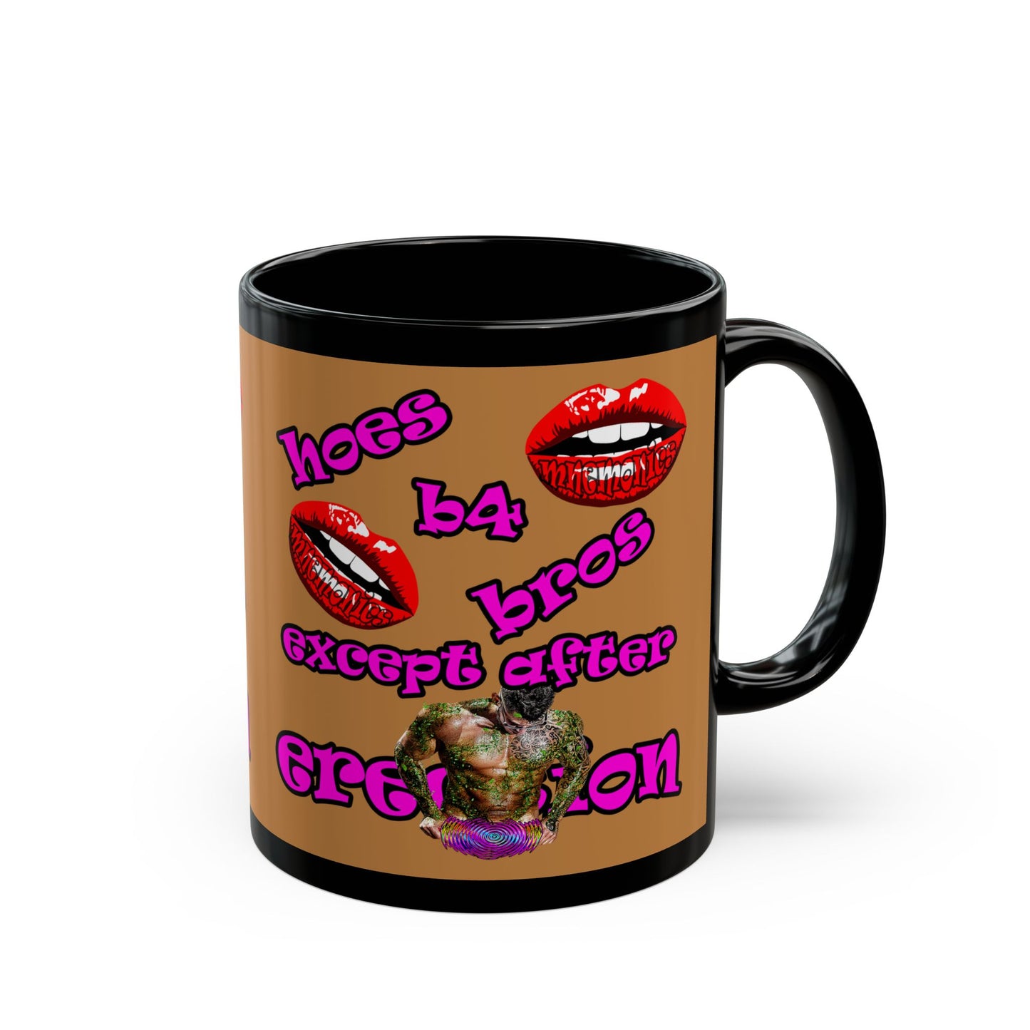 hoes b4 bros - Black Mug (light brown)