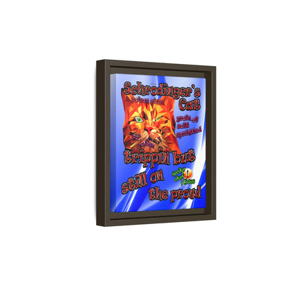 schrodinger's cat - framed canvas art (blue-white wave)