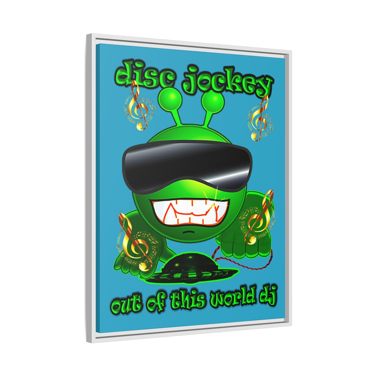disc jockey - framed canvas art (turquoise)