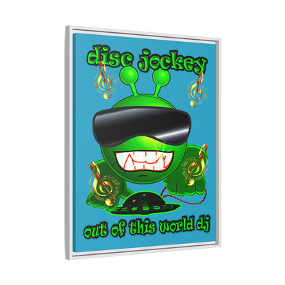 disc jockey - framed canvas art (turquoise)