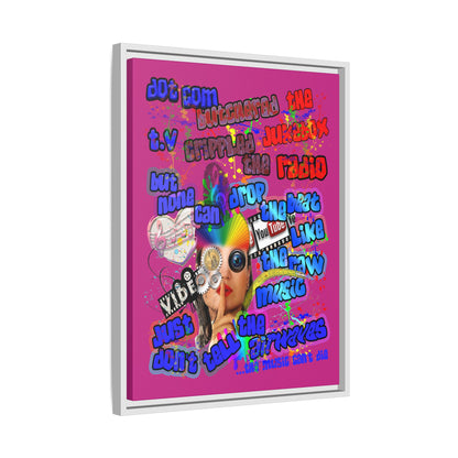 drop the beat - framed canvas art (pink)