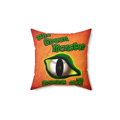 green monster - Spun Polyester Square Pillow - (burnt orange)