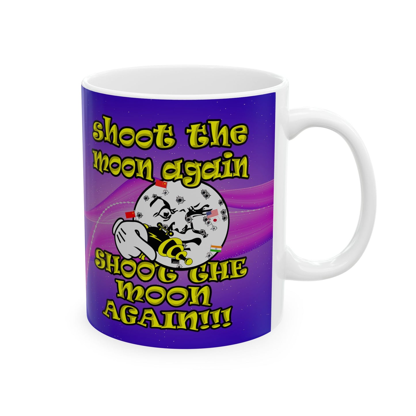 shoot the moon again - White Mug (purple-pink wave)