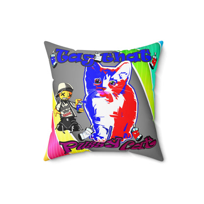 tag that - Spun Polyester Square Pillow - (rainbow split)