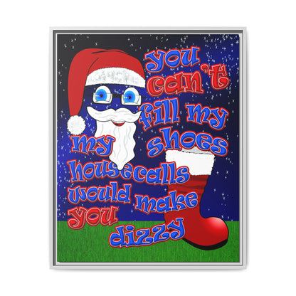 santa's shoes - framed canvas art ('snoops' background)