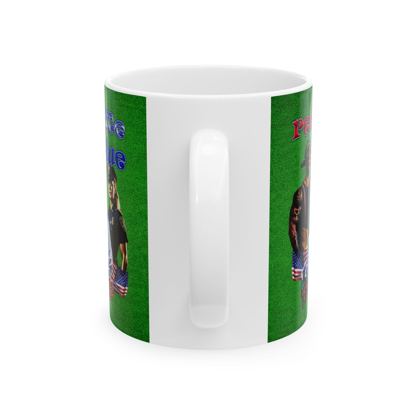 rw&b lives matter - White Mug (green turf)