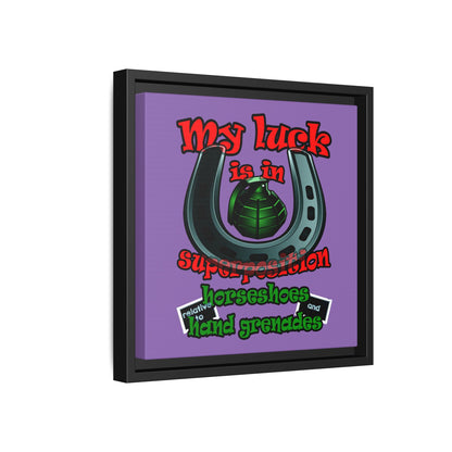 my luck - framed canvas art (light purple)