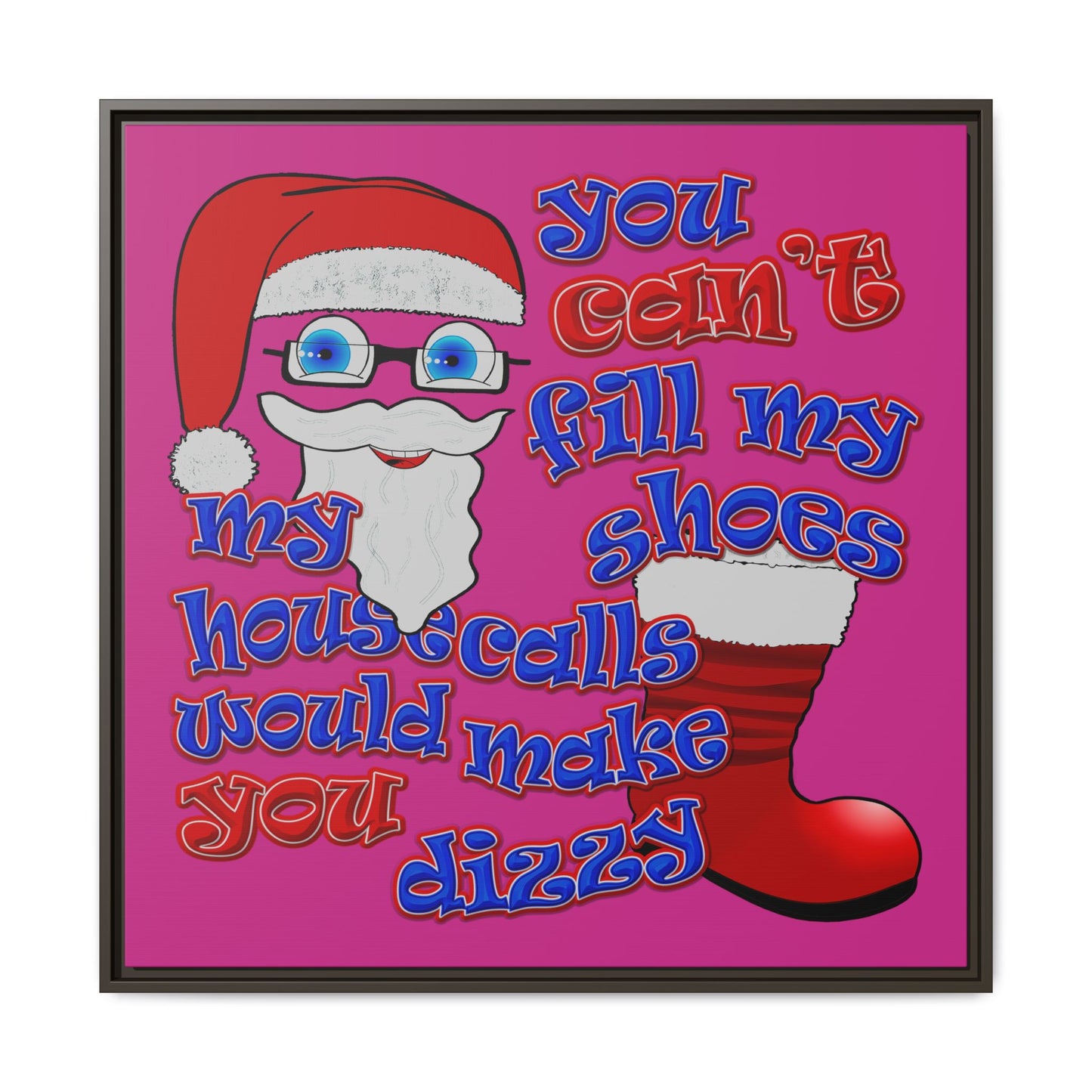 santa's shoes - framed canvas art (pink)