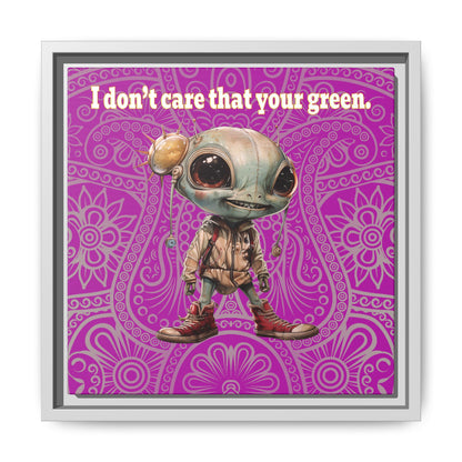 I don't care that your green - framed canvas art (pink swirl)