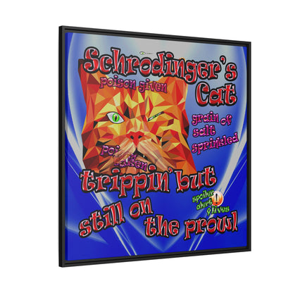 schrodinger's cat - framed canvas art (blue-white wave)