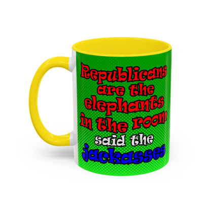 donkeys and elephants - Accent Mug (logo green)