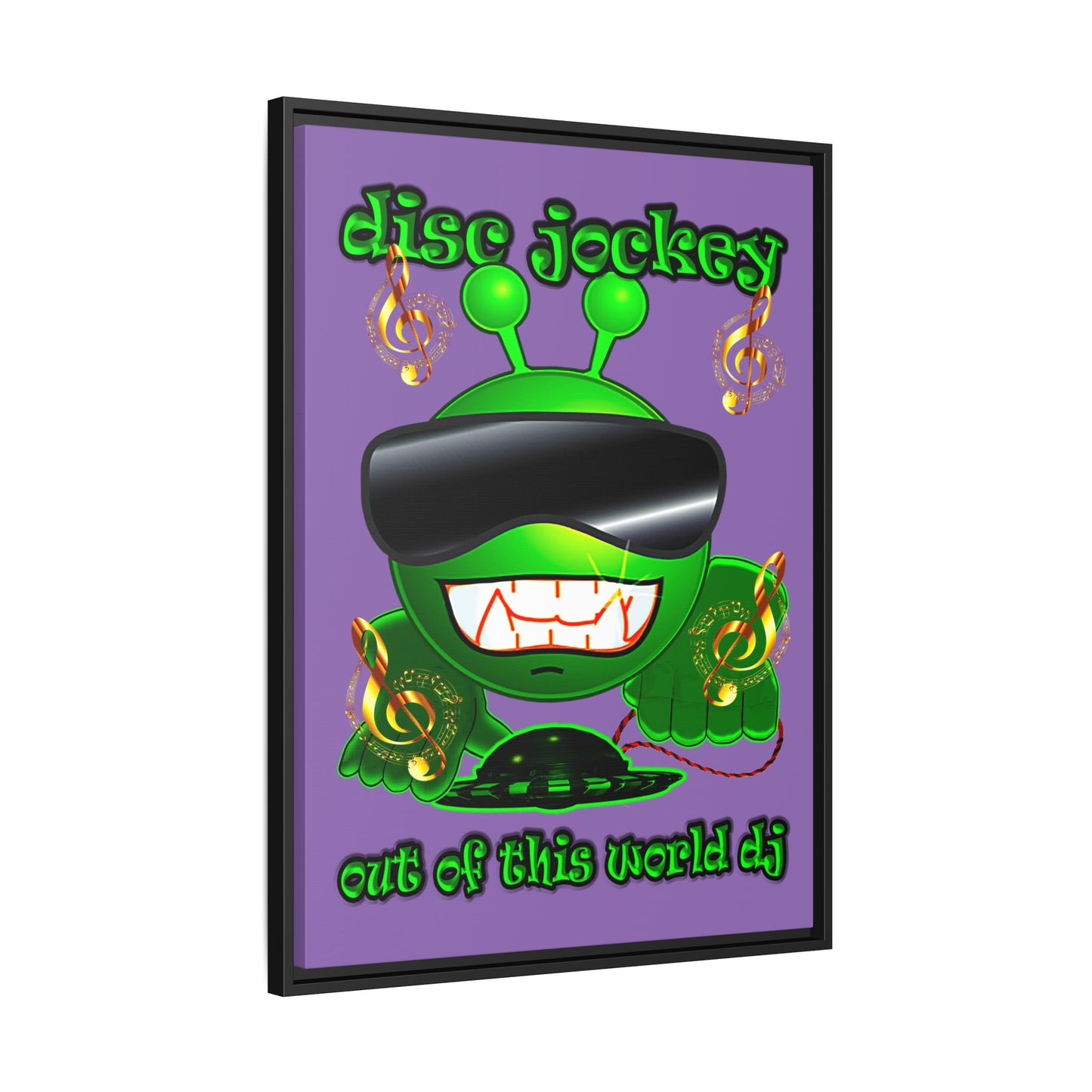 disc jockey - framed canvas art (light purple)