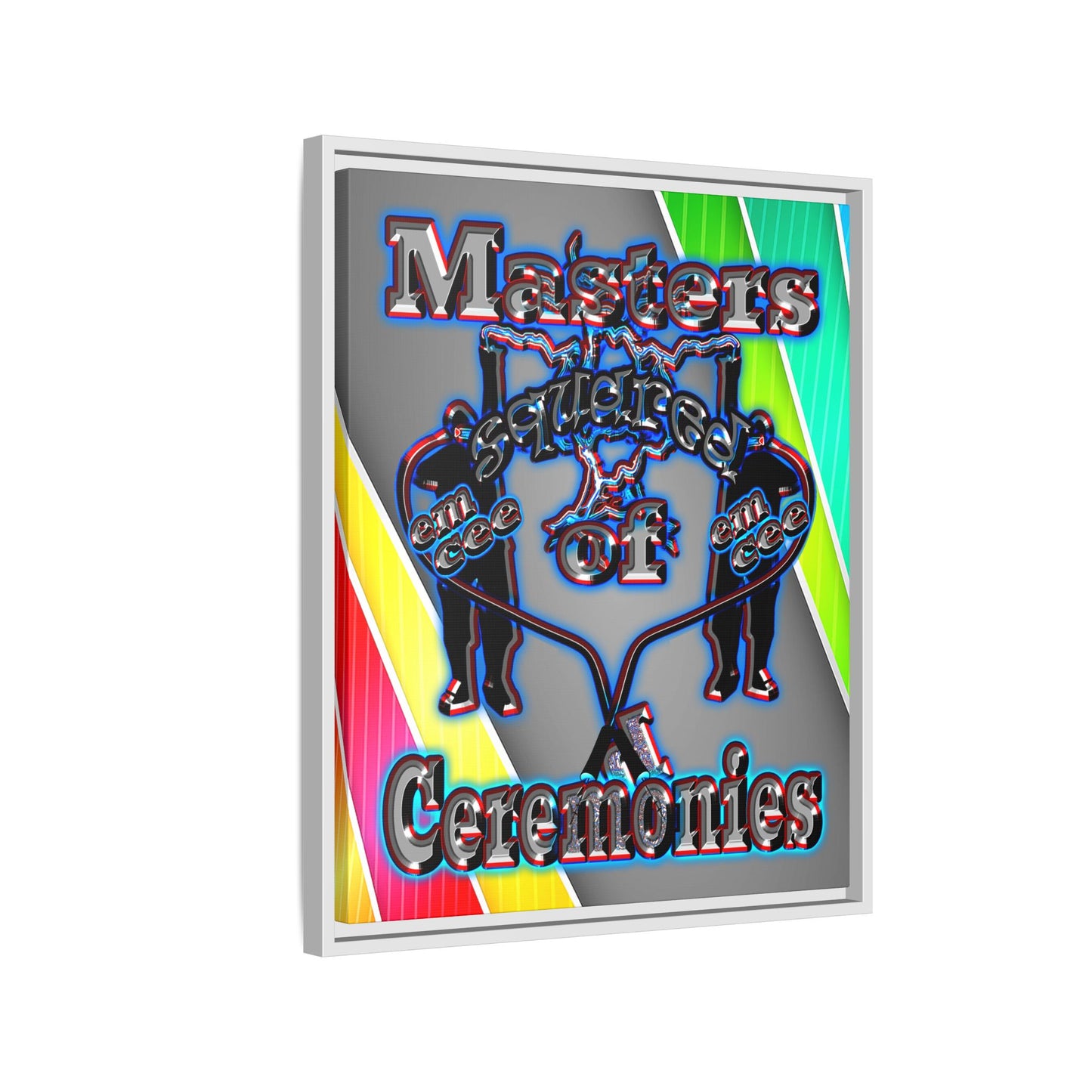 em cee squared - framed canvas art (rainbow split)