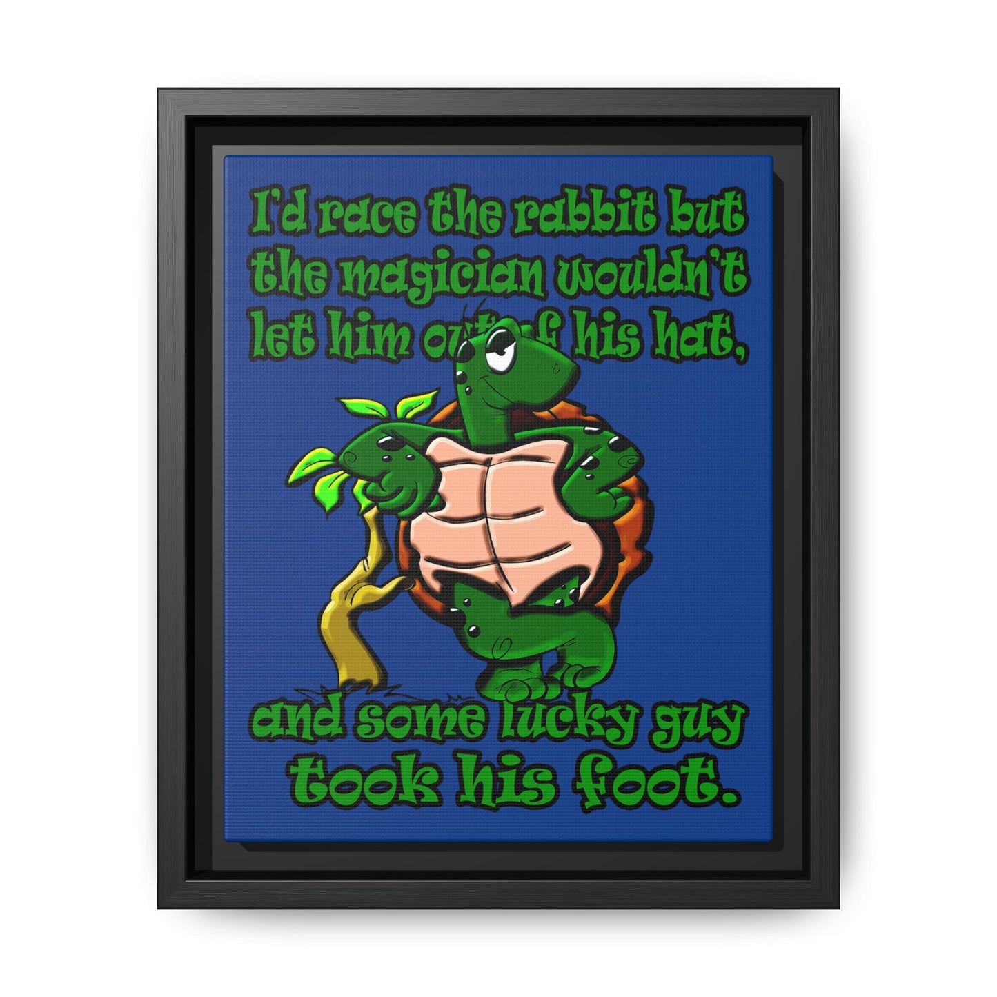 turtle race - framed canvas art (dark blue)