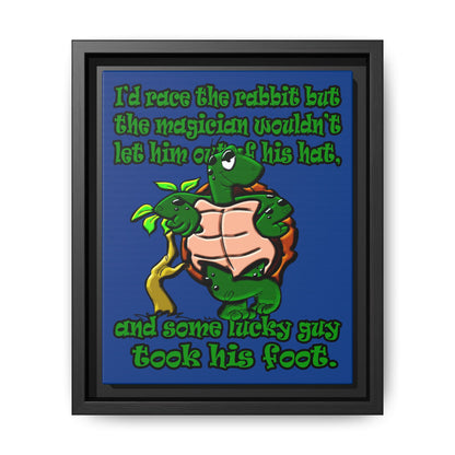 turtle race - framed canvas art (dark blue)