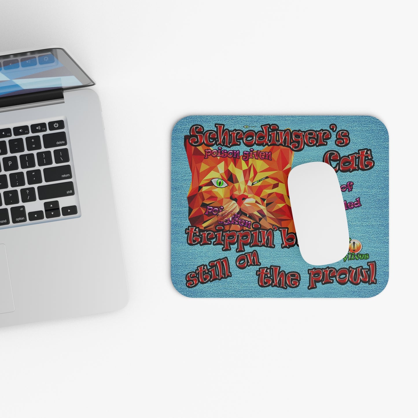 schrodinger's cat - Mouse Pad (Rectangle) (faded blue)