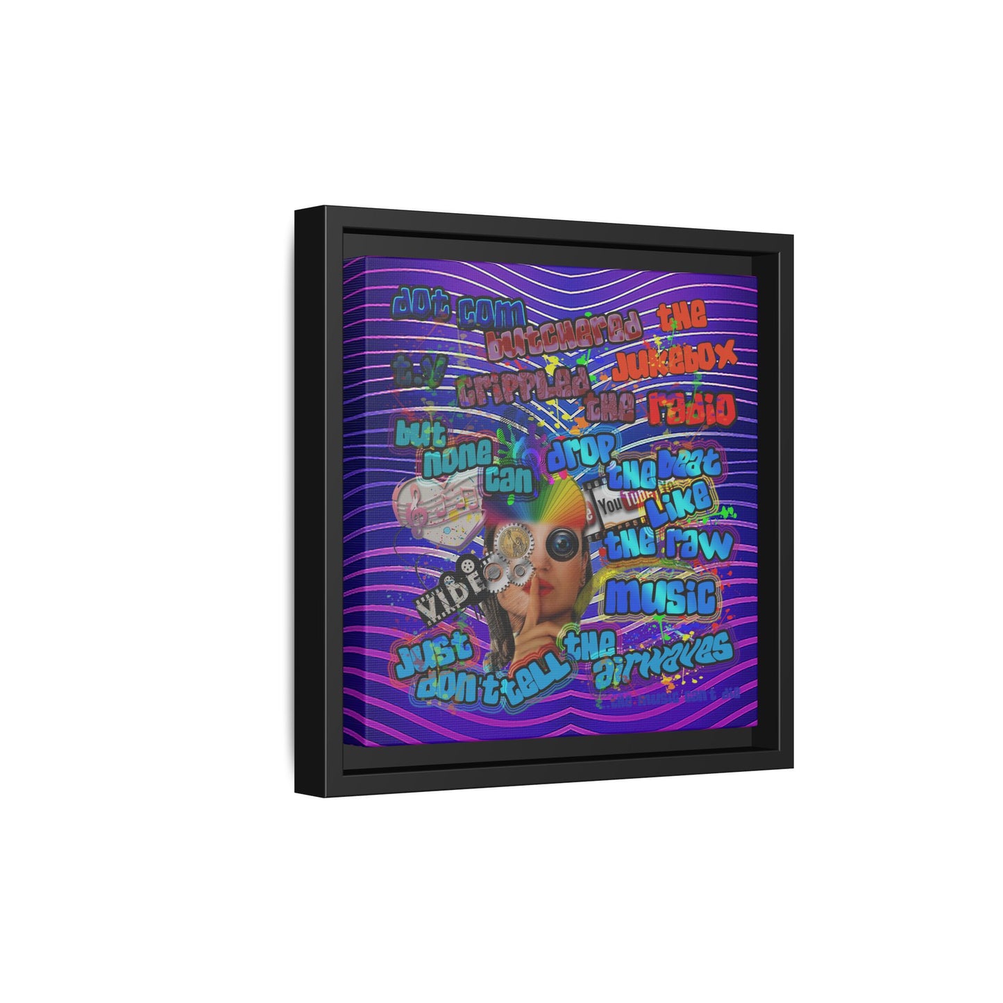 drop the beat - framed canvas art (purple wave)