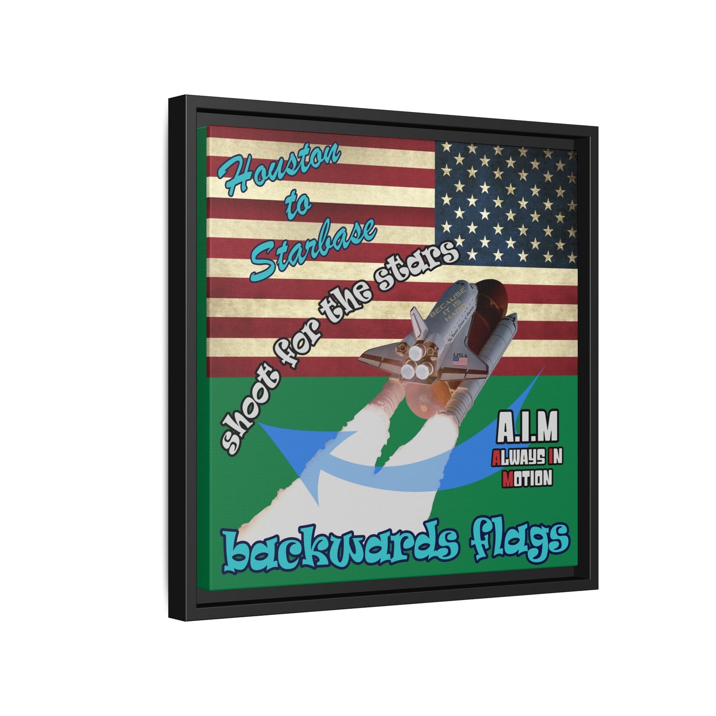shoot for the stars - framed canvas art (dark green)