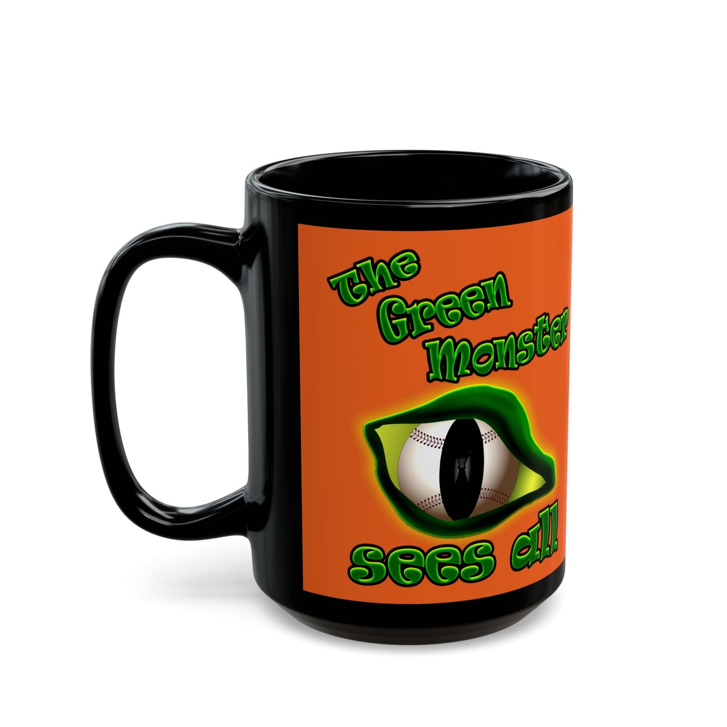 green monster - Black Mug (orange)