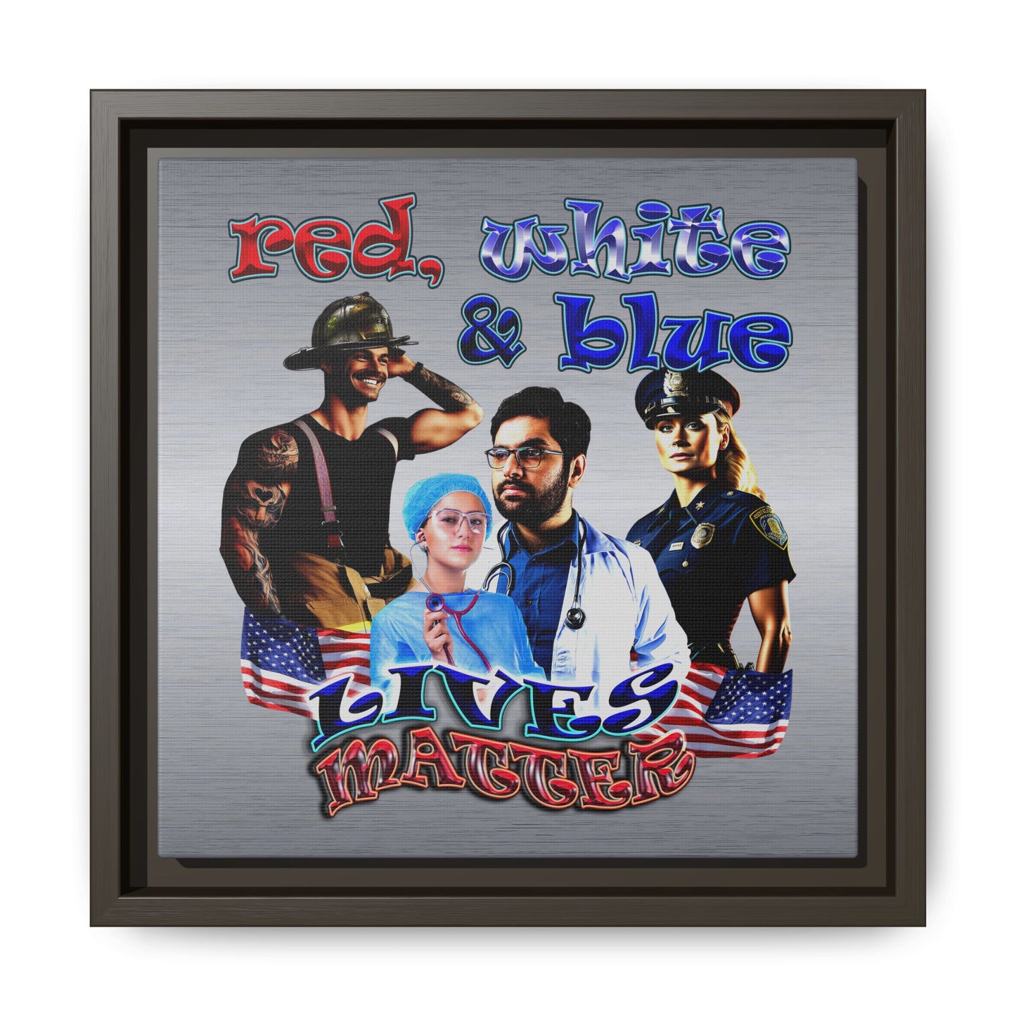 rw&b lives matter - framed canvas art (brushed nickel)