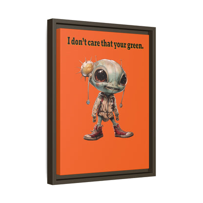 I don't care that your green - framed canvas art (orange)
